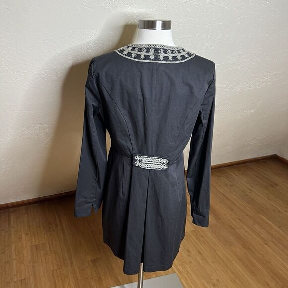 Cabi Jacket Womens 4 Charcoal Turkish Delight Embroidered Beaded Military - Picture 9 of 10
